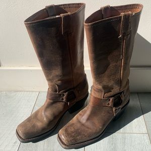 BCBGirls Brown Leather Harness Biker Boot Size 8.5